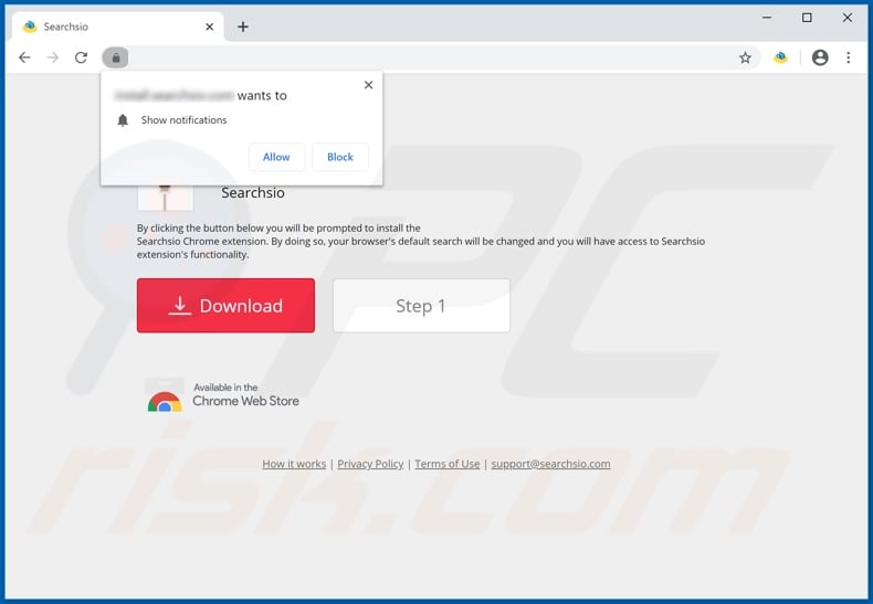 Website used to promote Searchsio browser hijacker