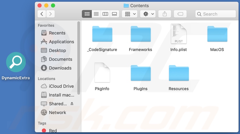DynamicExtra adware installation folder