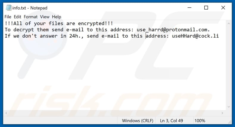 Eight ransomware Textdatei (info.txt)