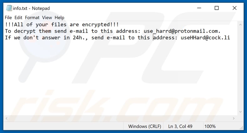 Eight ransomware Textdatei (info.txt)