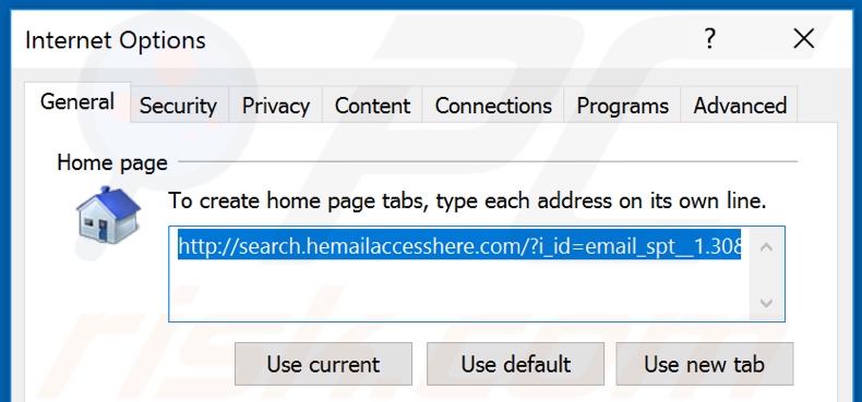Removing hp.hemailaccesshere.com from Internet Explorer homepage