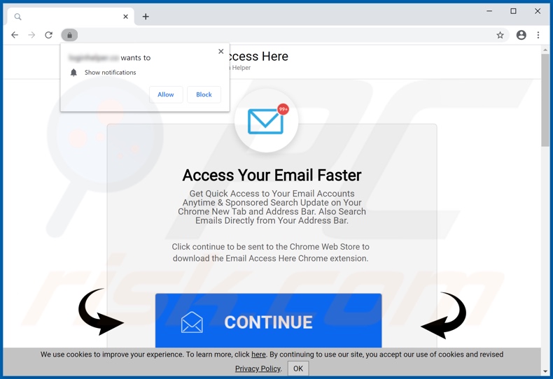 Website used to promote Email Access Here browser hijacker