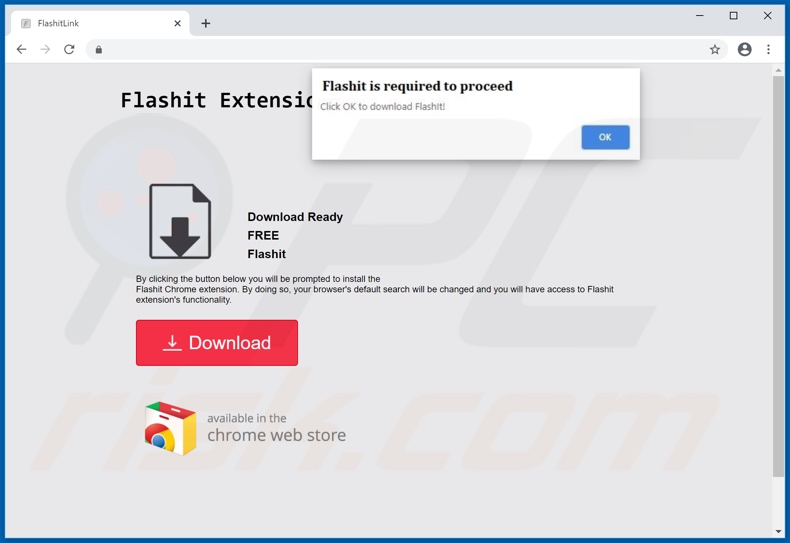 Website used to promote FlashIt browser hijacker