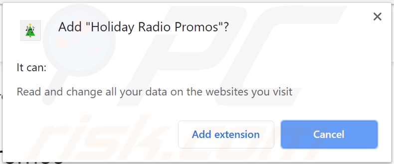 Holiday Radio Promos adware asking for permissions