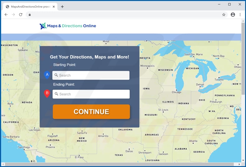 maps and directions online promos adware download page