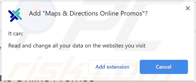 Maps and Directions Online Promos asks for a permissio to be added on chrome