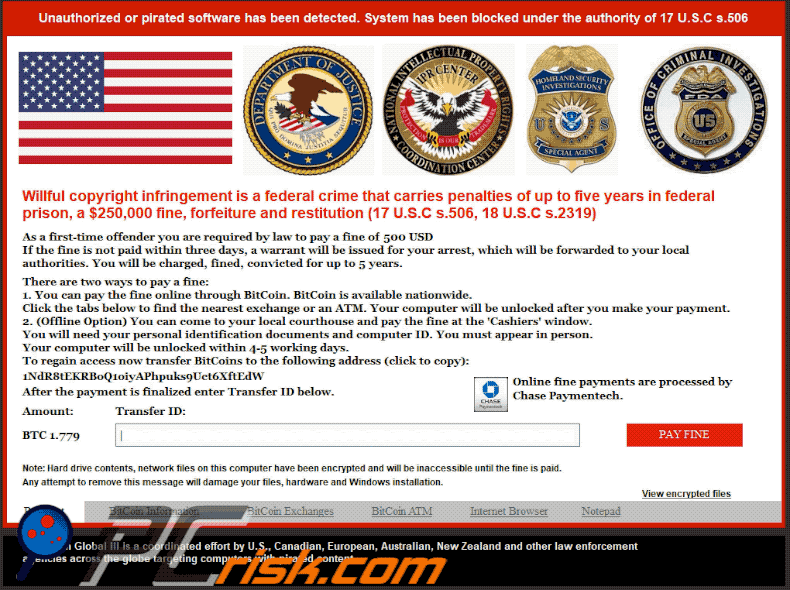 Pirated Software Has Been Detected Ransomware Sperrbildschirm (GIF)