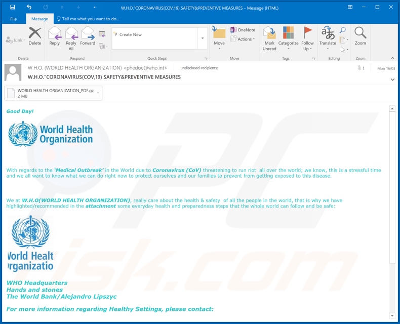 World Health Organization (WHO) email second variant