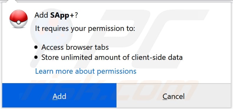 SApp+ asks for a permission to be installed on firefox