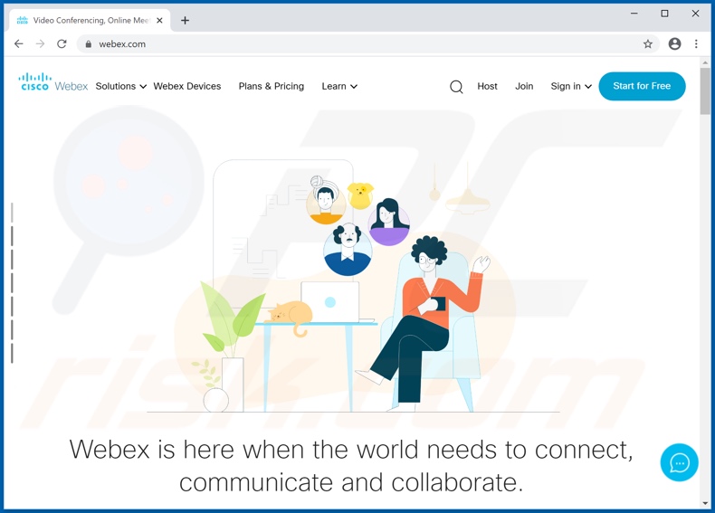 Aussehen der legitimen Cisco WebEx Webseite