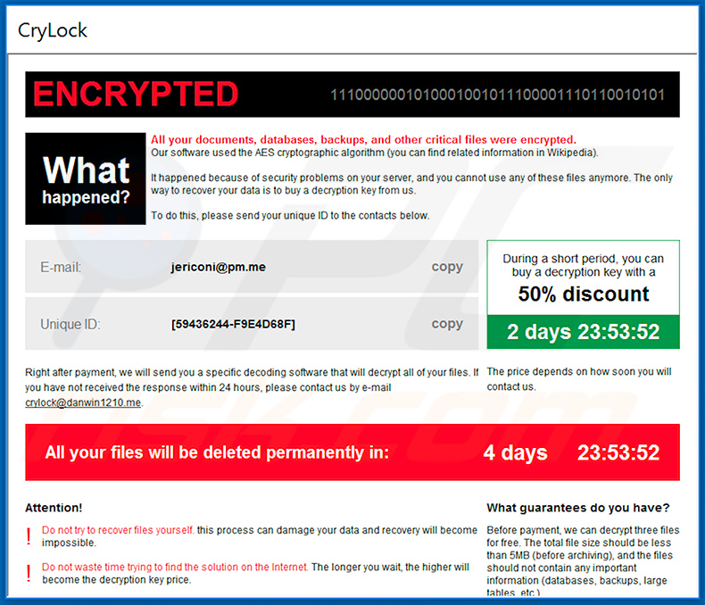 2020-04-27 CryLock ransomware pop-up window (how_to_decrypt.hta)