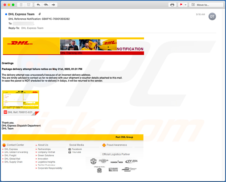 DHL Express Betrugs-E-Mail