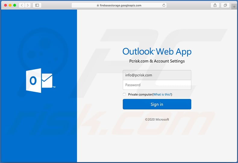 Phishing-E-Mail entwickelt zum Sammeln von Microsoft Outlook Konten