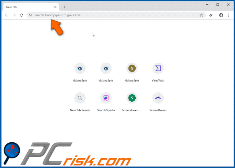 GalaxySpin browser hijacker appearance (GIF)