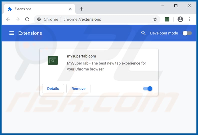 Removing mysupertab.com related Google Chrome extensions