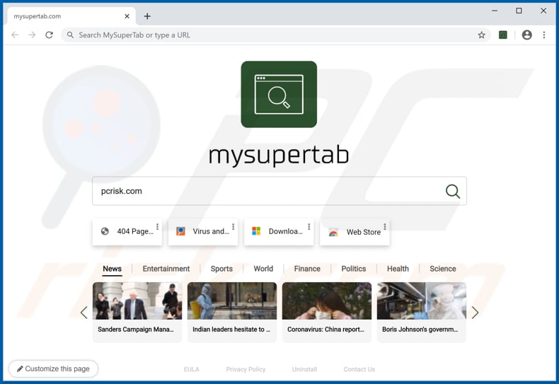 mysupertab.com browser hijacker