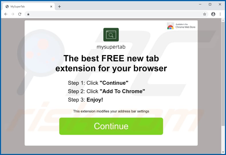 Website used to promote MySuperTab browser hijacker