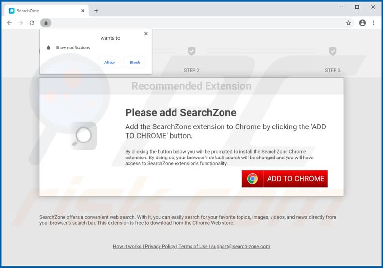 Website used to promote SearchZone browser hijacker