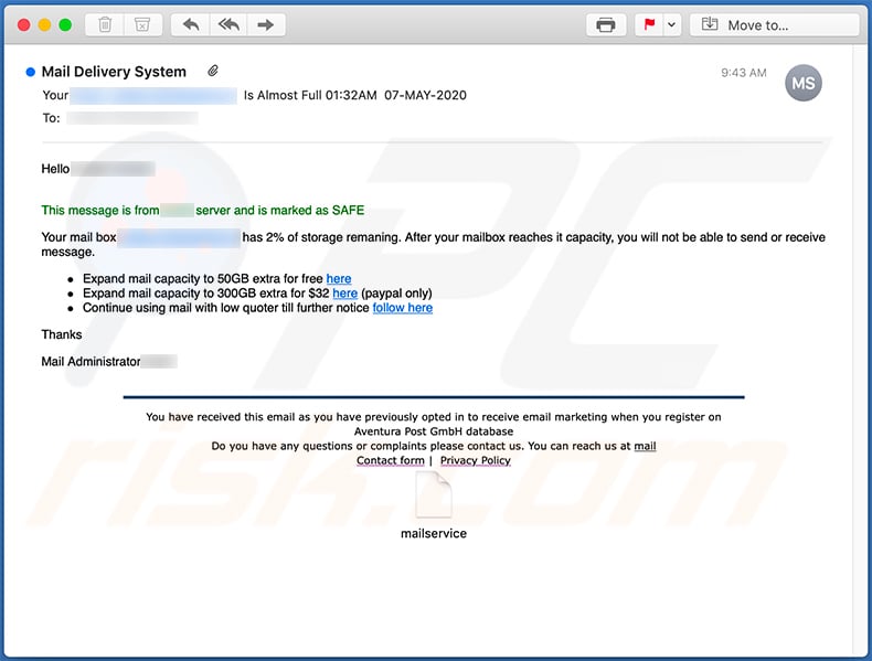 Email credentials phishing Update eine andere Variante (2020-05-08)