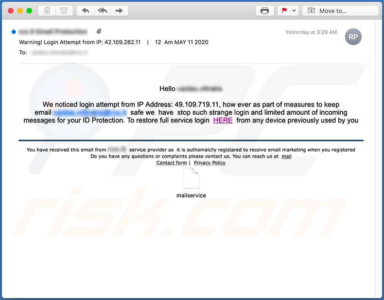 Spam-E-Mail fördert die cybxtechnolabs[.]com Phishing-Seite