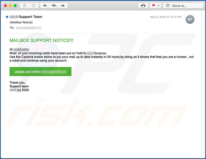 Spam-E-Mail fördert die mitoteam.com Phishing-Seite