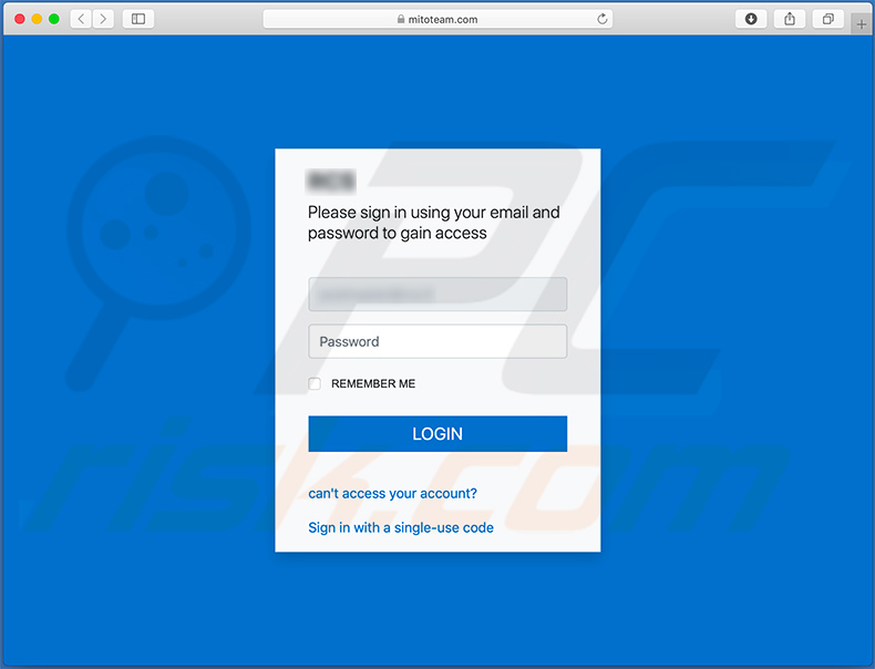mitoteam.com - email credentials phishing Seite