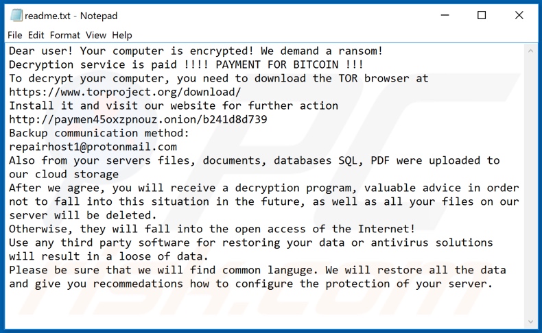 Paymen45 decrypt instructions (readme.txt)