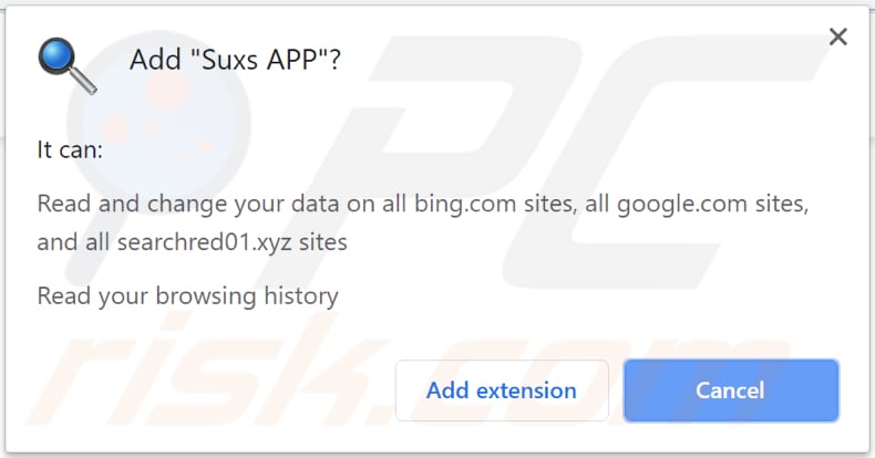 Suxs APP asks for a permission to be installed on chrome