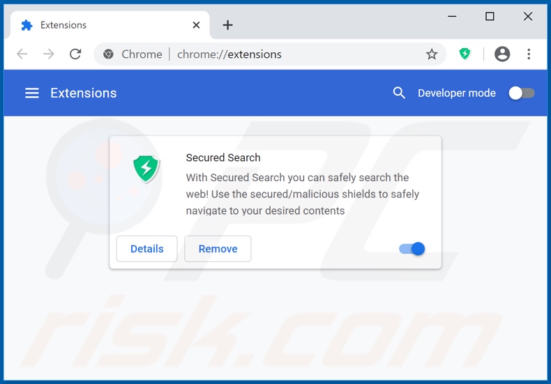 Mit securedserch.com verwandte Google Chrome Erweiterungen entfernen