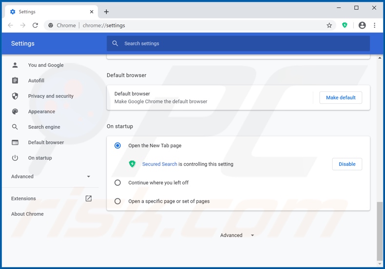 securedserch.com von der Google Chrome Startseite entfernen