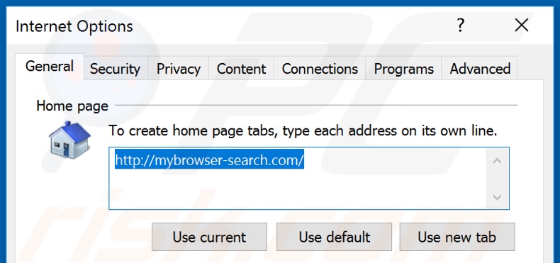 Removing mybrowser-search.com from Internet Explorer homepage
