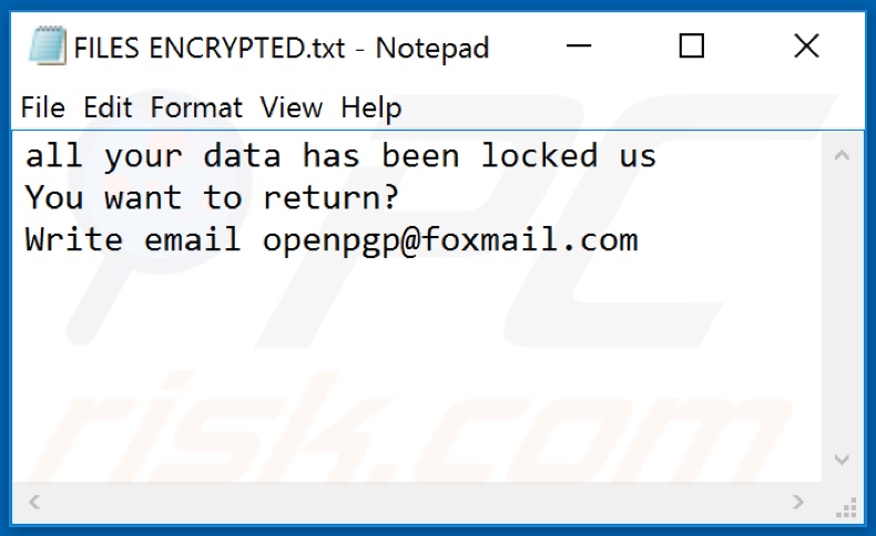 PGP ransomware text file (FILES ENCRYPTED.txt)