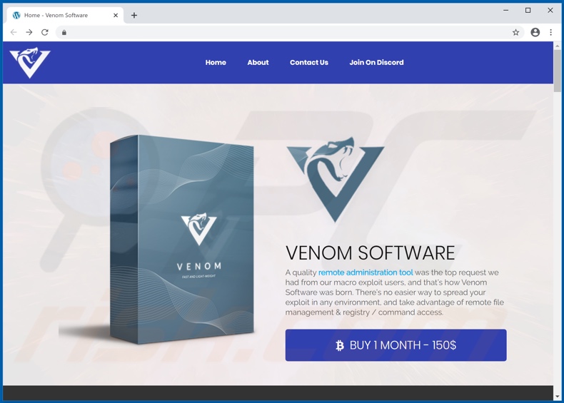 VenomRAT Malware-fördernde Webseite