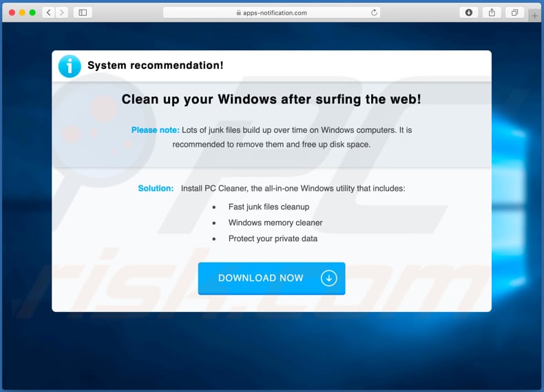 apps-notification-com scam targeting windows users