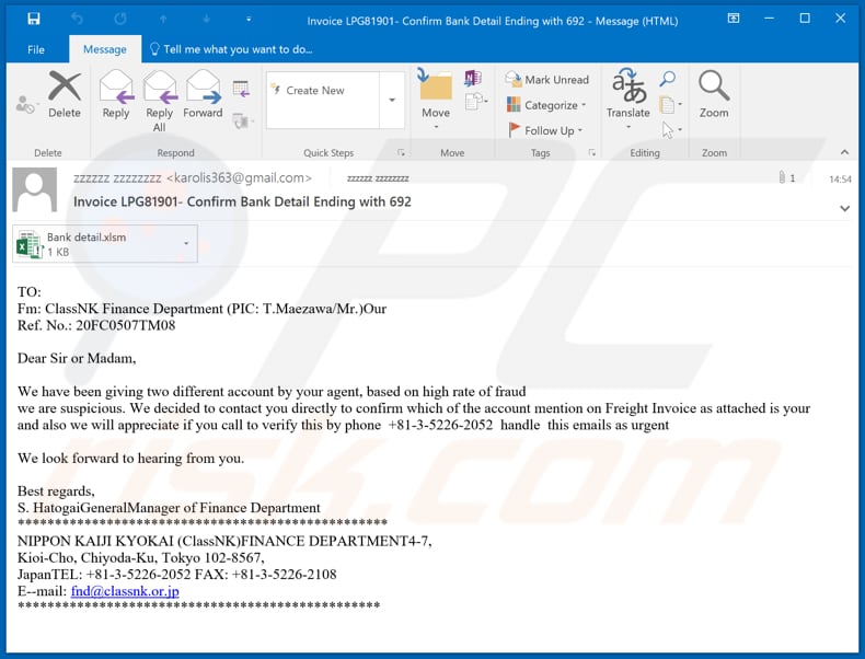 matiex keylogger spreading email