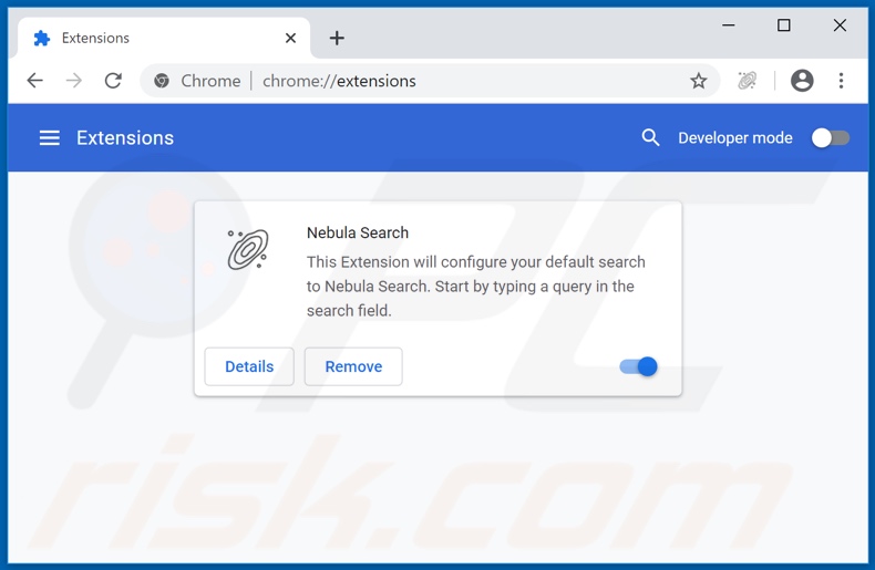 Mit nebulasearch.net verwandte Google Chrome Erweiterungen entfernen