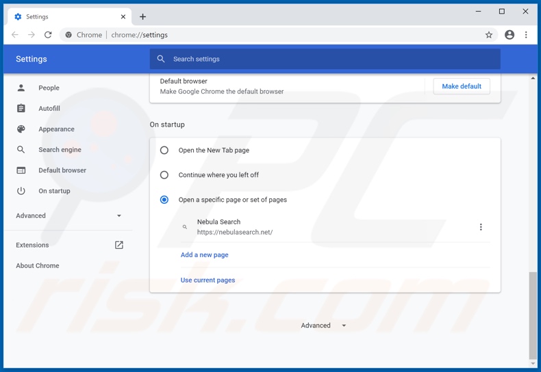 nebulasearch.net von der Google Chrome Startseite entfernen