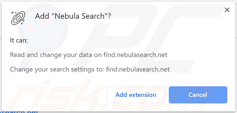 Nebula Search Browserentführer bittet um Berechtigungen