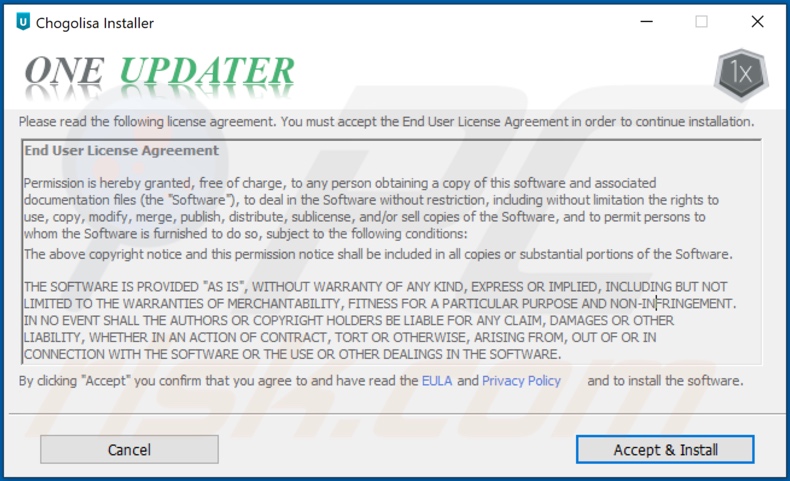 OneUpdater Adware Installationsprogramm