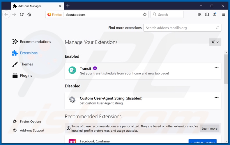 Mit quicksearchtool.com verwandte Mozilla Firefox Erweiterungen entfernen