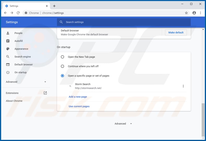 stormsearch.net von der Google Chrome Startseite entfernen