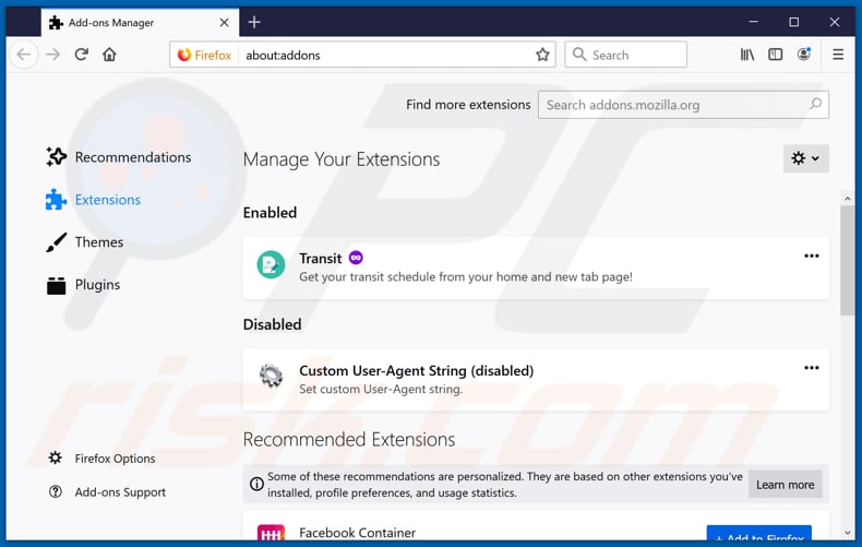 Mit stormsearch.net verwandte Mozilla Firefox Erweiterungen entfernen