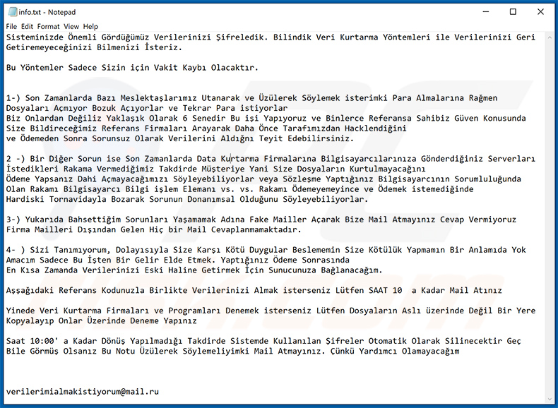 Eight Ransomware türkisch info.txt