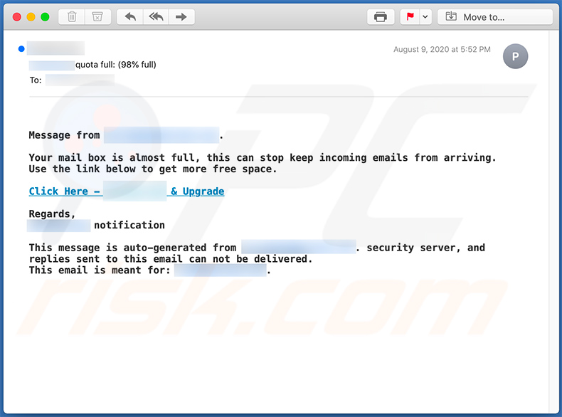 Mail Quota Email Betrug (2020-08-12)