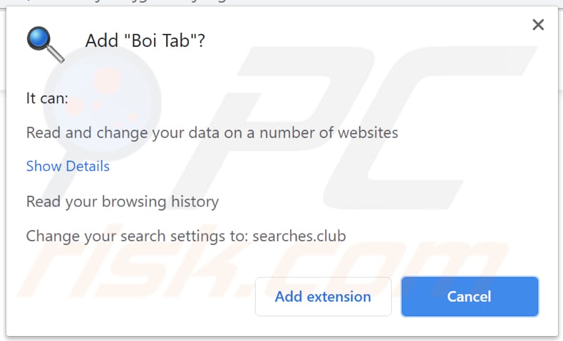 Boi Tab asks for a permission to be installed