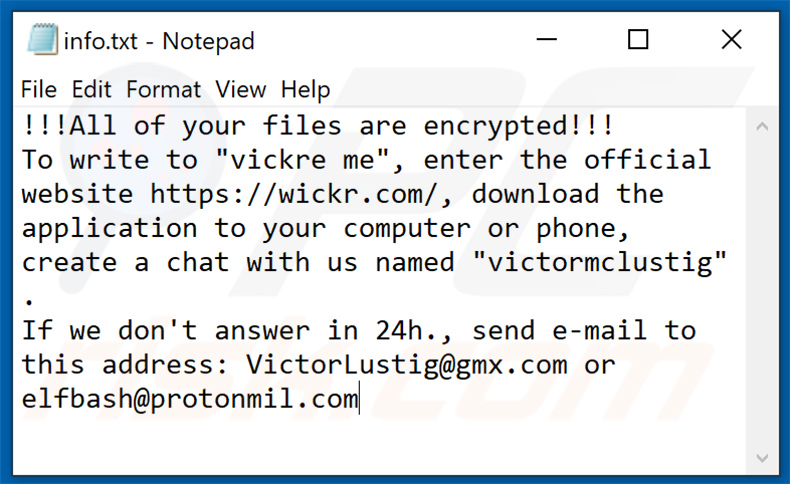 Eight Ransomware info.txt Datei (2020-09-28)