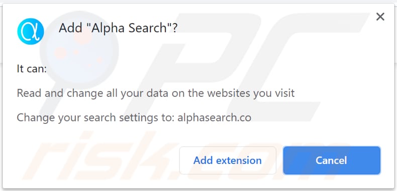 alpha search Browserentführer Benachrichtigung