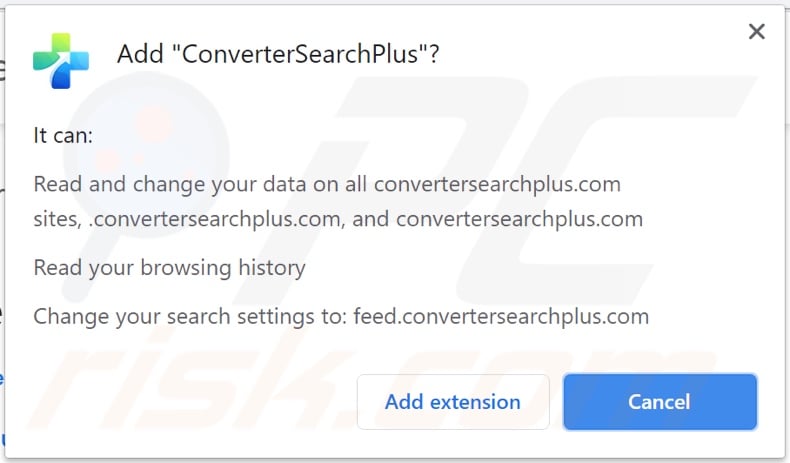 ConverterSearchPlus browser hijacker asking for permissions