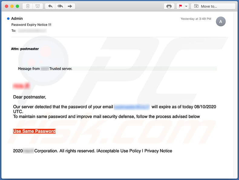 Email credentials Phishing-Spam-Email (2020-10-09)