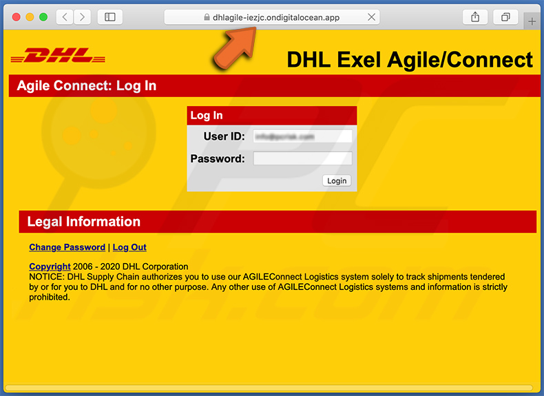 Phishing Webseite mit dem Thema DHL Express